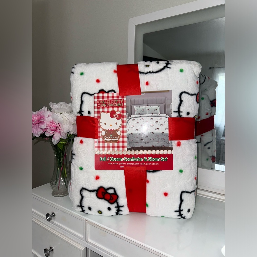 Hello Kitty Red and White Holiday Blanket